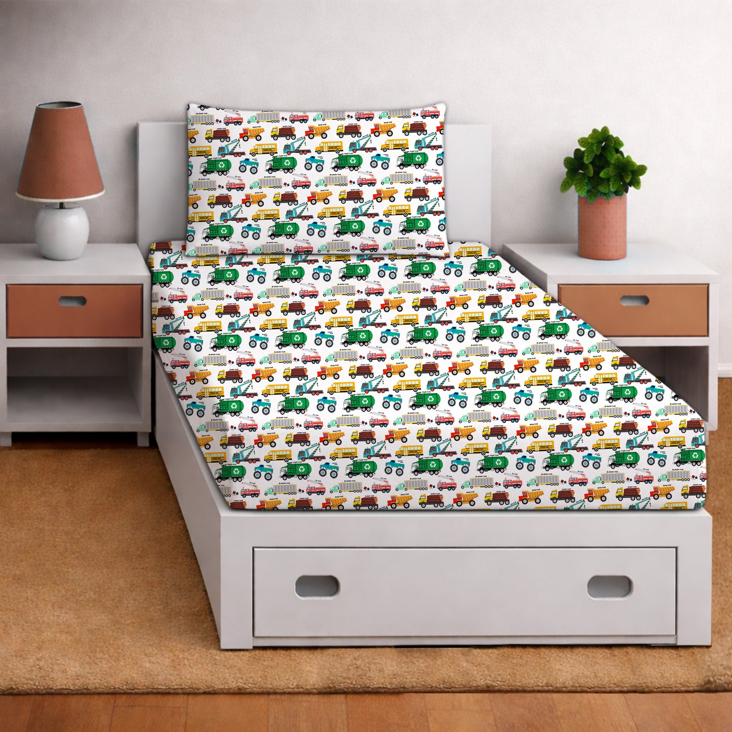 Truck Dreams – Kids Flat Sheet Set | Innovative Comfort Series