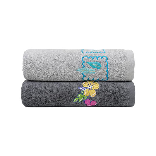 Premium 2-Piece Bath Towel Set – Grey & Black | TB2EDG