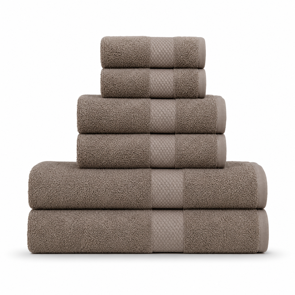 Brown – 6 Pcs Towel Set | Guest, Hand & Bath Towels