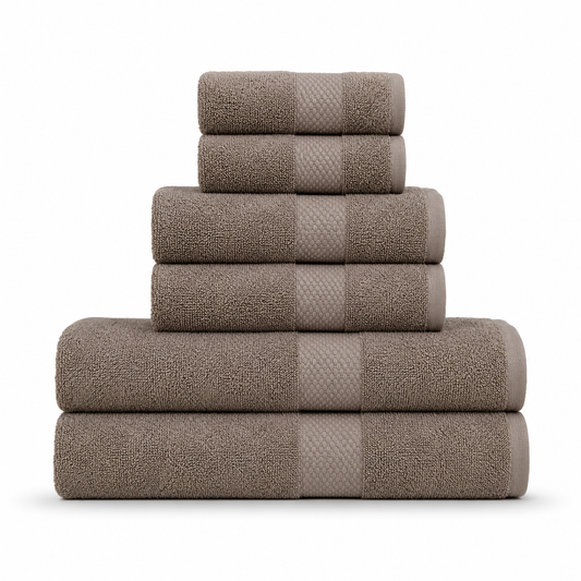 Brown – 6 Pcs Towel Set | Guest, Hand & Bath Towels