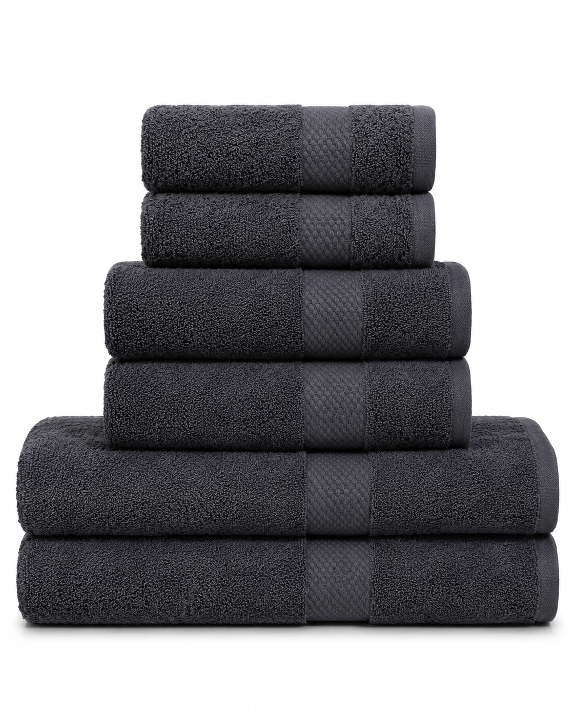 Charcoal – 6 Pcs Towel Set | Guest, Hand & Bath Towels