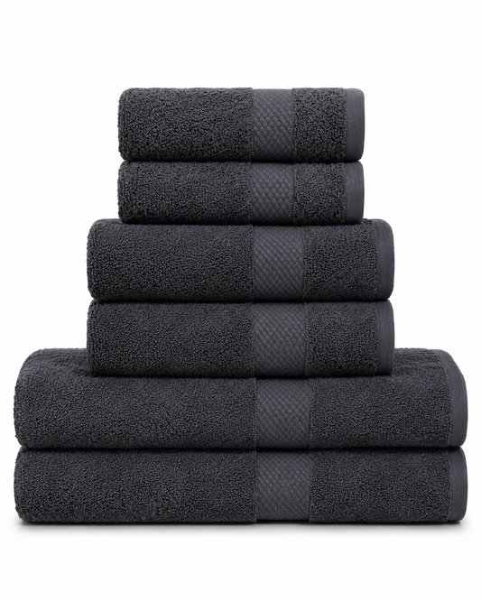 Charcoal – 6 Pcs Towel Set | Guest, Hand & Bath Towels