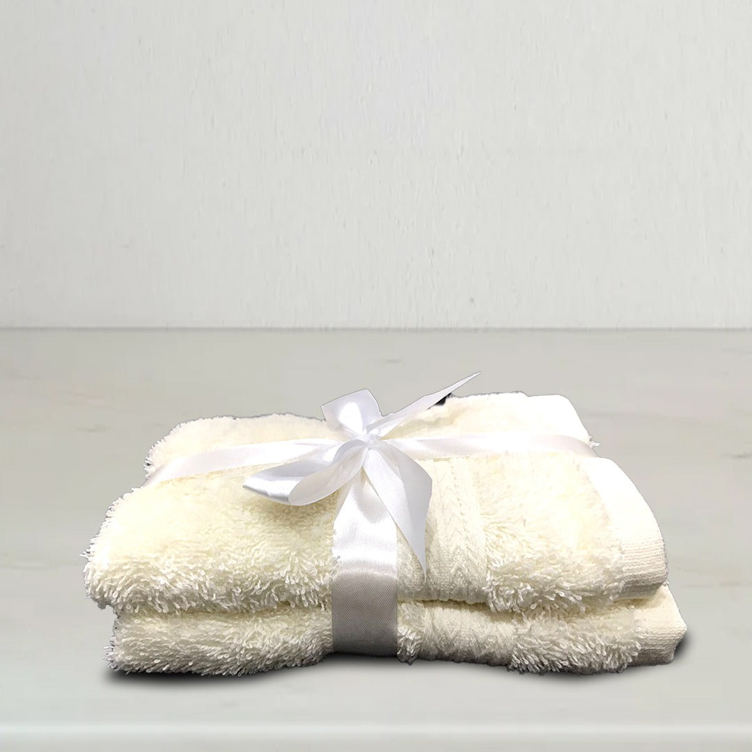 Cream | 2-Pack Guest Towel Set Dobby Fancy | TGT2CR