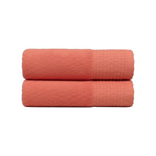Orange Fancy | 2-Piece Fancy Border Hand Towel Set | TLH2FBOR