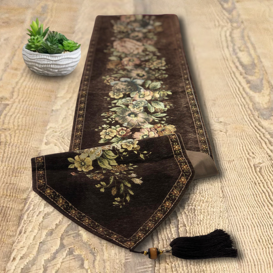 Brown Jacquard Table Runner – 210 cm