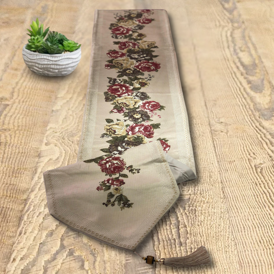 Beige Jacquard Table Runner – 210 cm