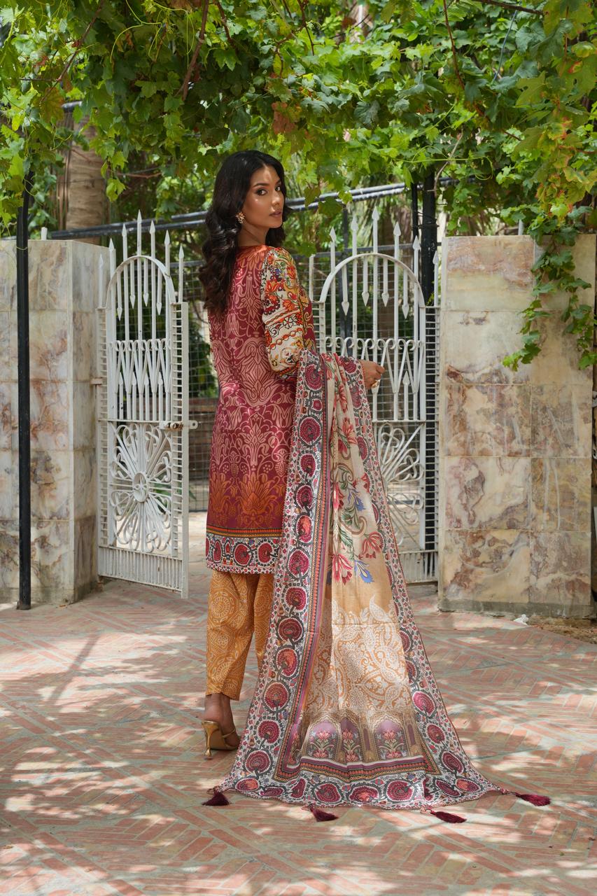 Traditional by Hira Lari | 3PC Unstitched Lawn Suit | HL-01 | Lawn 2025