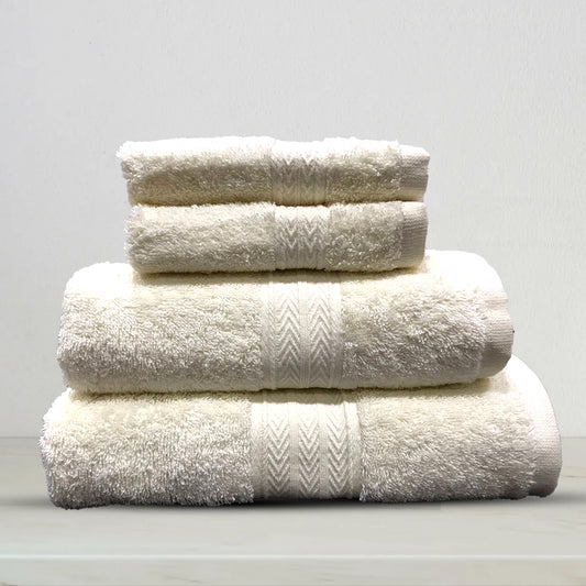 Cream | 4-Piece Dobby Fancy Towel Set | TWHB4CR
