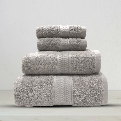 Grey | 4-Piece Dobby Fancy Towel Set | TWHB4GY1