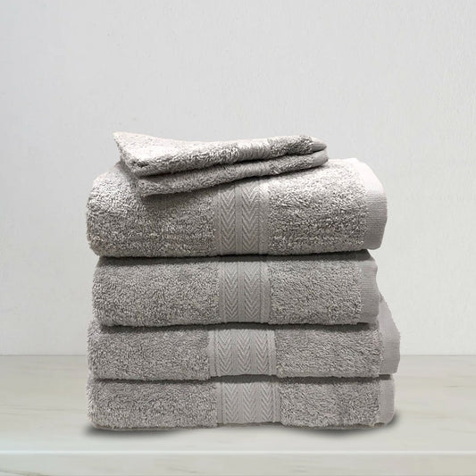 Grey | 6-Piece Dobby Fancy Towel Set | TWHB6CR