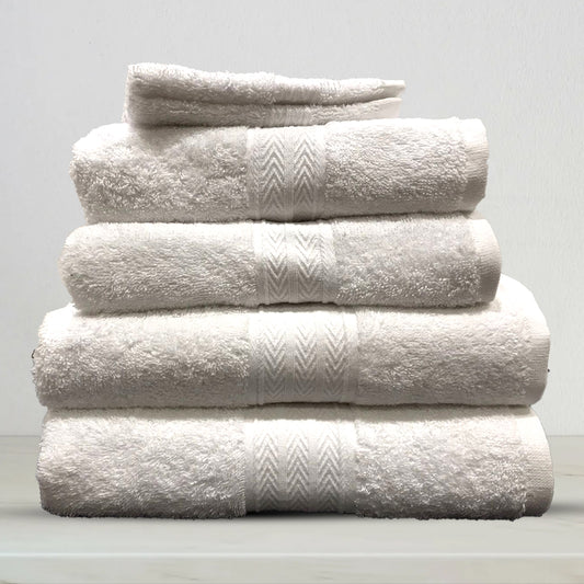 White | 6-Piece Dobby Fancy Towel Set | TWHB6WH