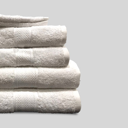 White | 6-Piece Dobby Fancy Towel Set | TWHB6WH