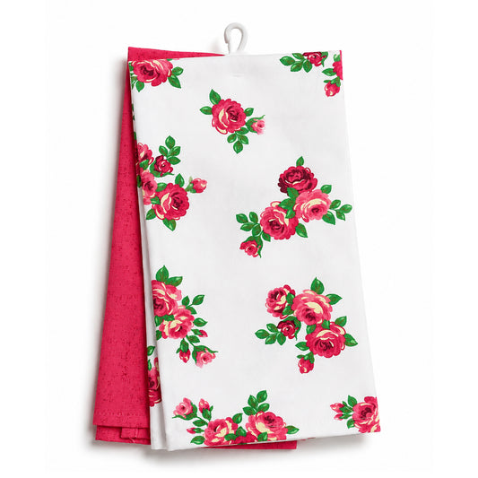 Printed Kitchen Towels Set of 2 – Red | 18x26 Inches | 100% Cotton