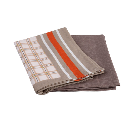 Printed Kitchen Towels Set of 2 – Brown | 18x26 Inches | 100% Cotton