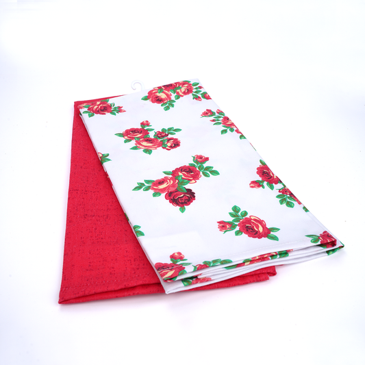 Printed Kitchen Towels Set of 2 – Red | 18x26 Inches | 100% Cotton