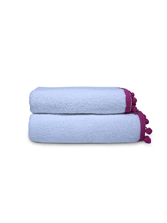 Hira Lari Tassel Hand Towel – White