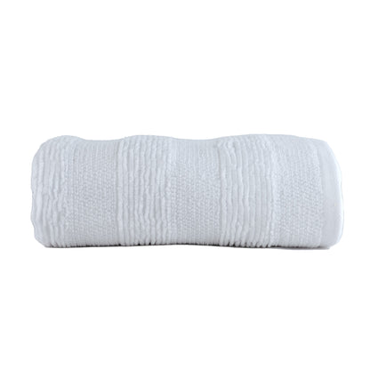White - HL - Park Lane Hand Towel – 550 GSM | High Low Rib Stripe Design (50×100 cm)