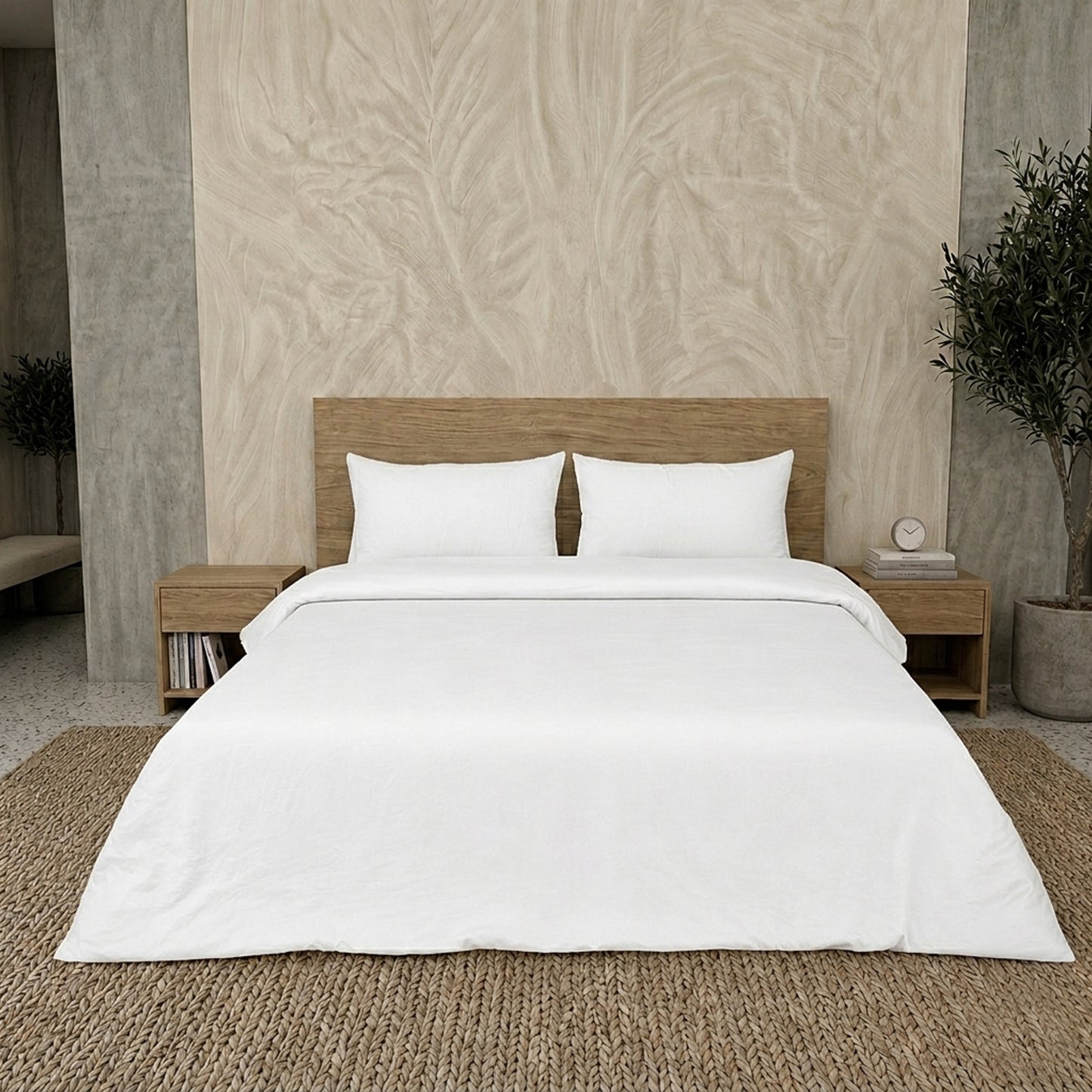 White Luxury Hotel Collection King Quilt Cover Set with 2 Pillow Covers – 104" x 95" – 100% Cotton Sateen TC-200