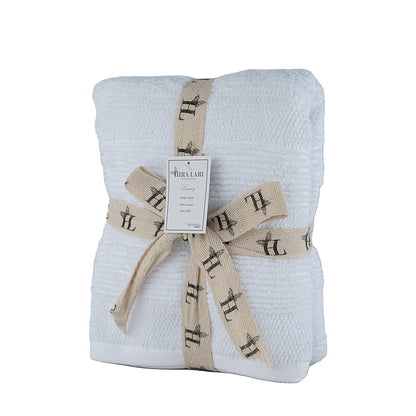 White - HL - Park Lane Hand Towel – 550 GSM | High Low Rib Stripe Design (50×100 cm)