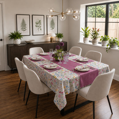 Printed Table Cover – Pink | 84 x 60 Inches | 100% Cotton