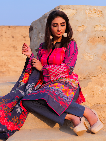 Hira Lari Lawn 03 Pcs Unstitched Suit (SICILY)