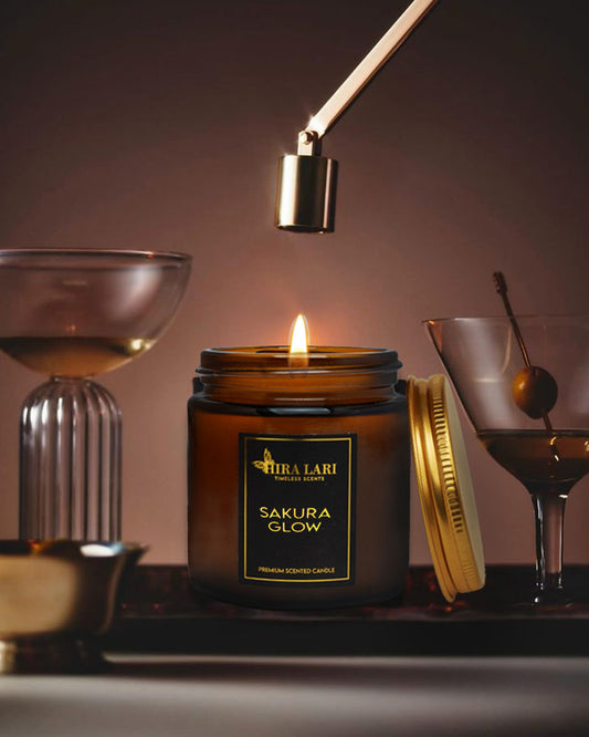 Sakura Glow Amber Candle Jar – Small